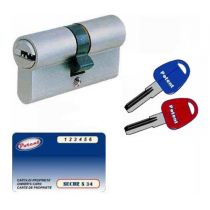 Cilindro di sicurezza profilo europeo cromo satinato a chiave punzonata Potent 30 - 35 mm con 5 chiavi + 1 da cantiere POTENT - 