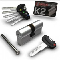 Buy Securemme K2 cilindro di sicurezza a 20 spine cromo satinato 5 chiavi padronali + 1 da cantiere 40x30mm 