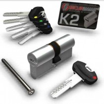Securemme K2 cilindro di sicurezza a 20 spine cromo satinato 5 chiavi padronali + 1 da cantiere 40x40mm SECUREMME - 1 - Securemm